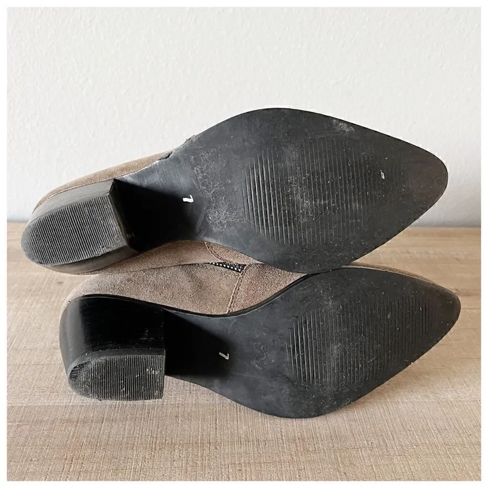 Anthropologie Matisse Frankie Asymmetrical Suede Zip Ankle Bootie